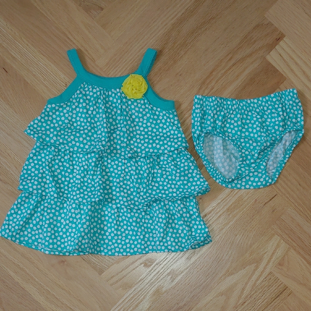Carter's Blue and White Tank Top Dress w/ Diaper Cover / Elastic Fit